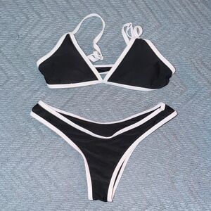 Black and White Women's Bikini Set